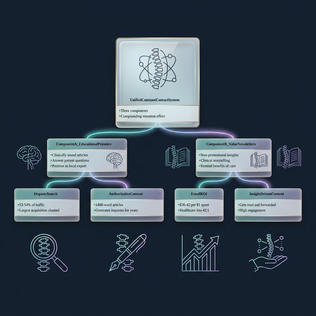Class diagram linking three components of the Unified Constant-Contact System