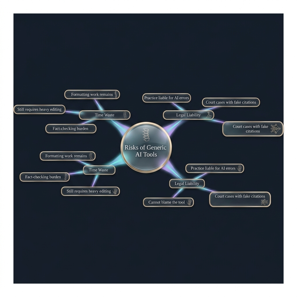 Mindmap of four risk categories when using generic AI tools for content