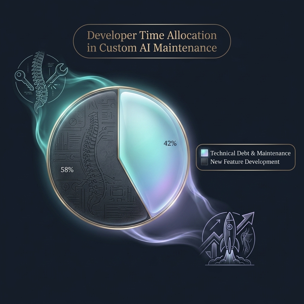 Pie chart of developer time allocation between maintenance and new features