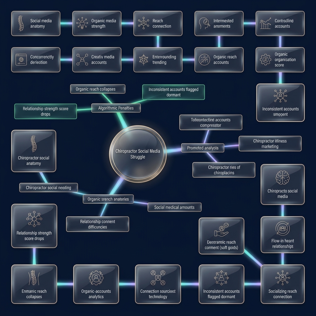 Mindmap of three root causes behind chiropractor social media inconsistency