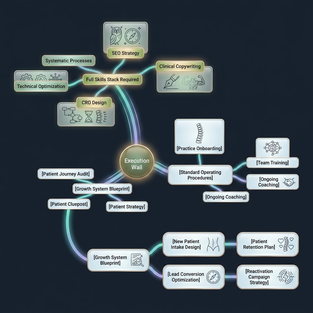 Mindmap of execution wall barriers and required skills for business conversion