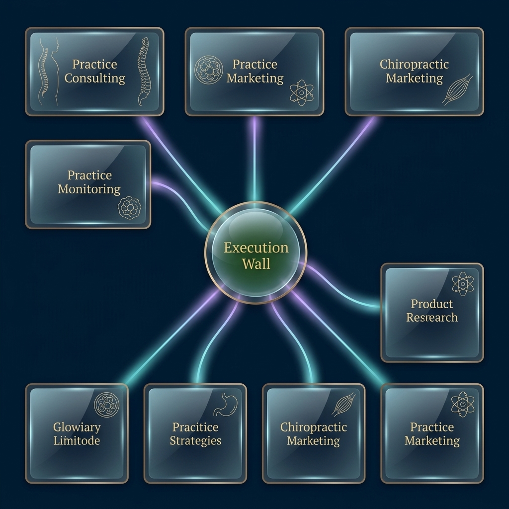 Mindmap of execution wall barriers branching into manual systems and infrastructure demands