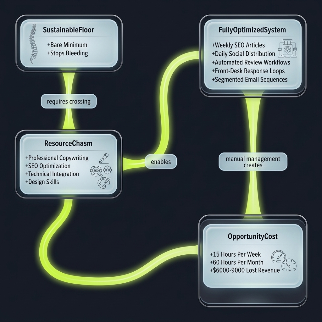 Class diagram linking fully optimized marketing system to resource gaps and opportunity costs