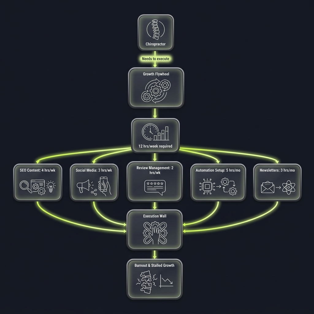 Flowchart tracing how marketing execution tasks converge into the execution wall