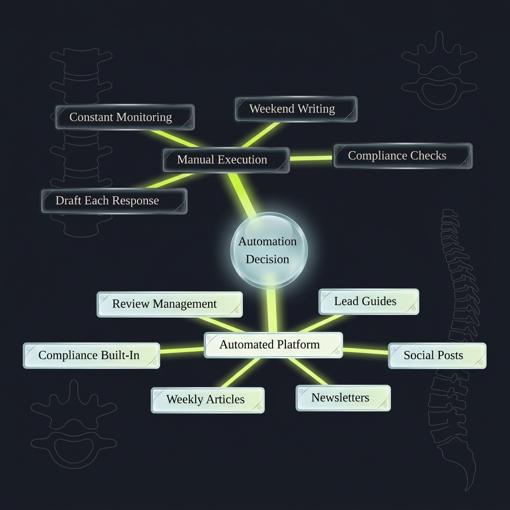 Mindmap branching manual execution tasks from automated platform marketing solutions