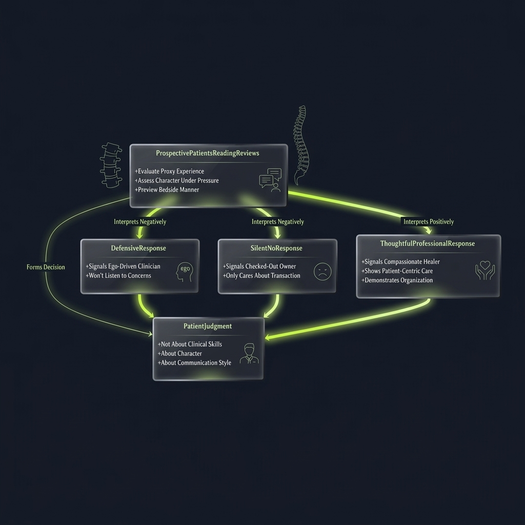 Class diagram linking three doctor response types to patient judgment outcomes