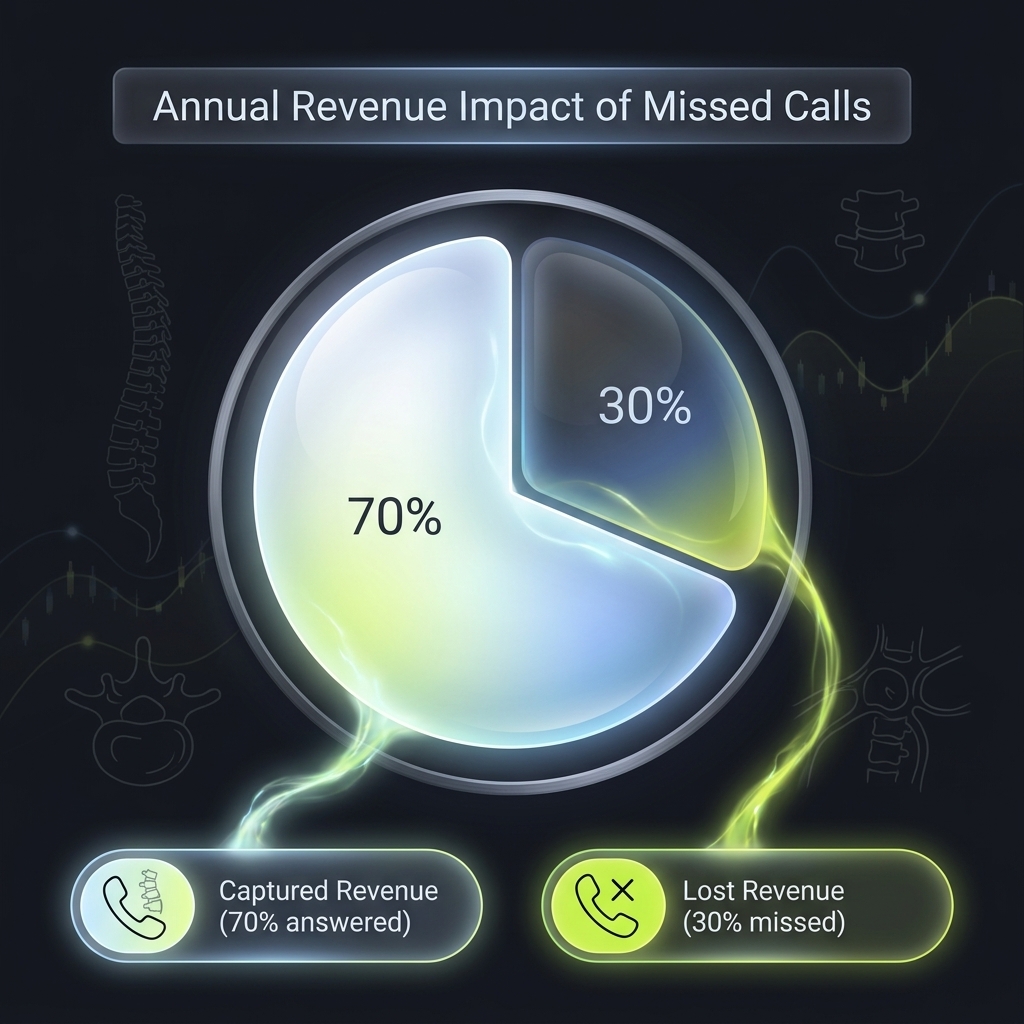 Pie chart of annual revenue impact comparing captured and missed call revenue