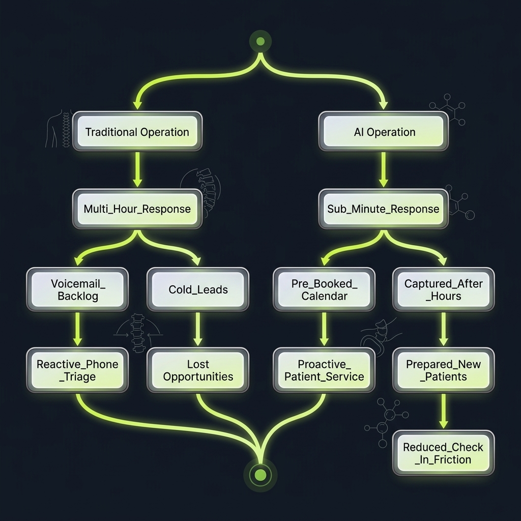 State diagram comparing traditional multi-hour response to AI sub-minute response pathways