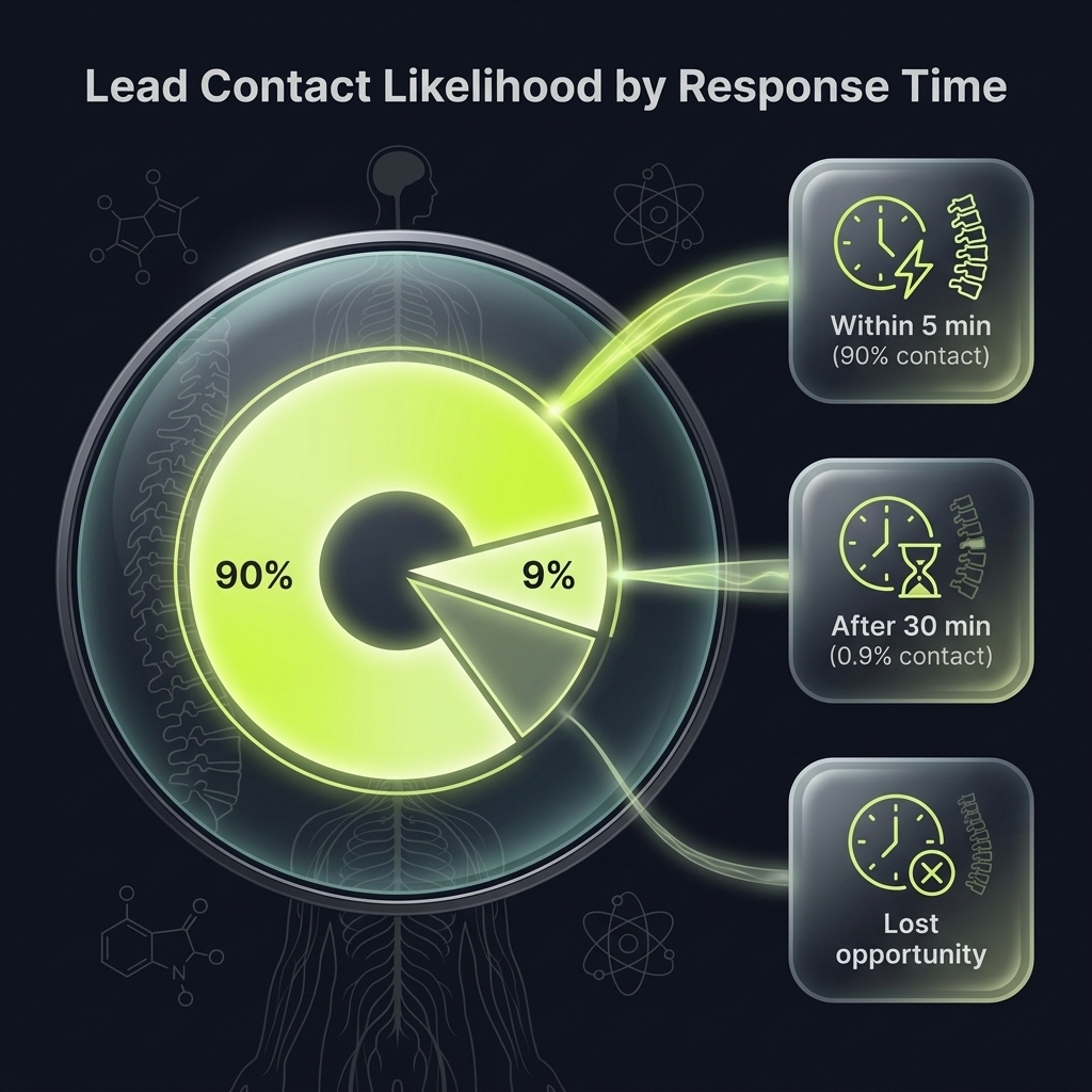 Pie chart of lead contact likelihood by response time intervals
