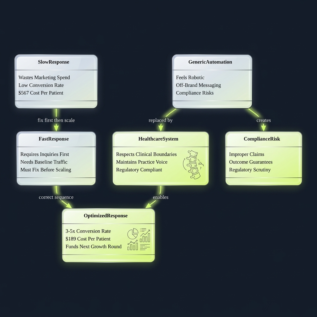 Class diagram comparing four response-time approaches and their patient acquisition costs